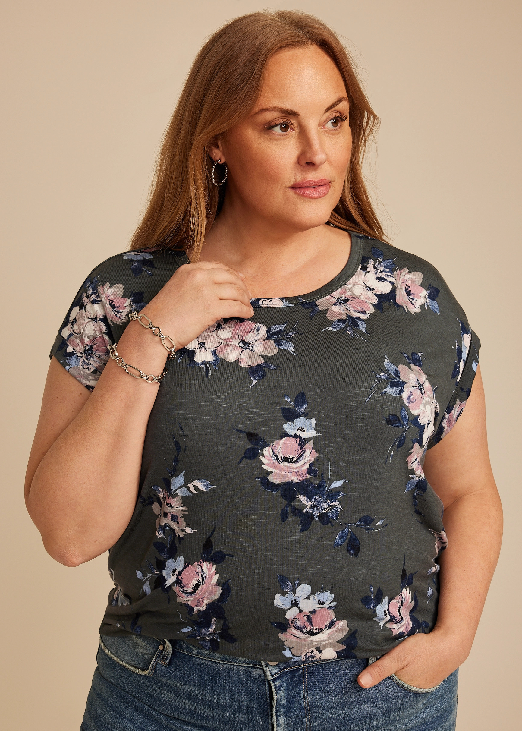 Maurices Plus Size Women's 24/7 Floral Clara Tee | Maurices