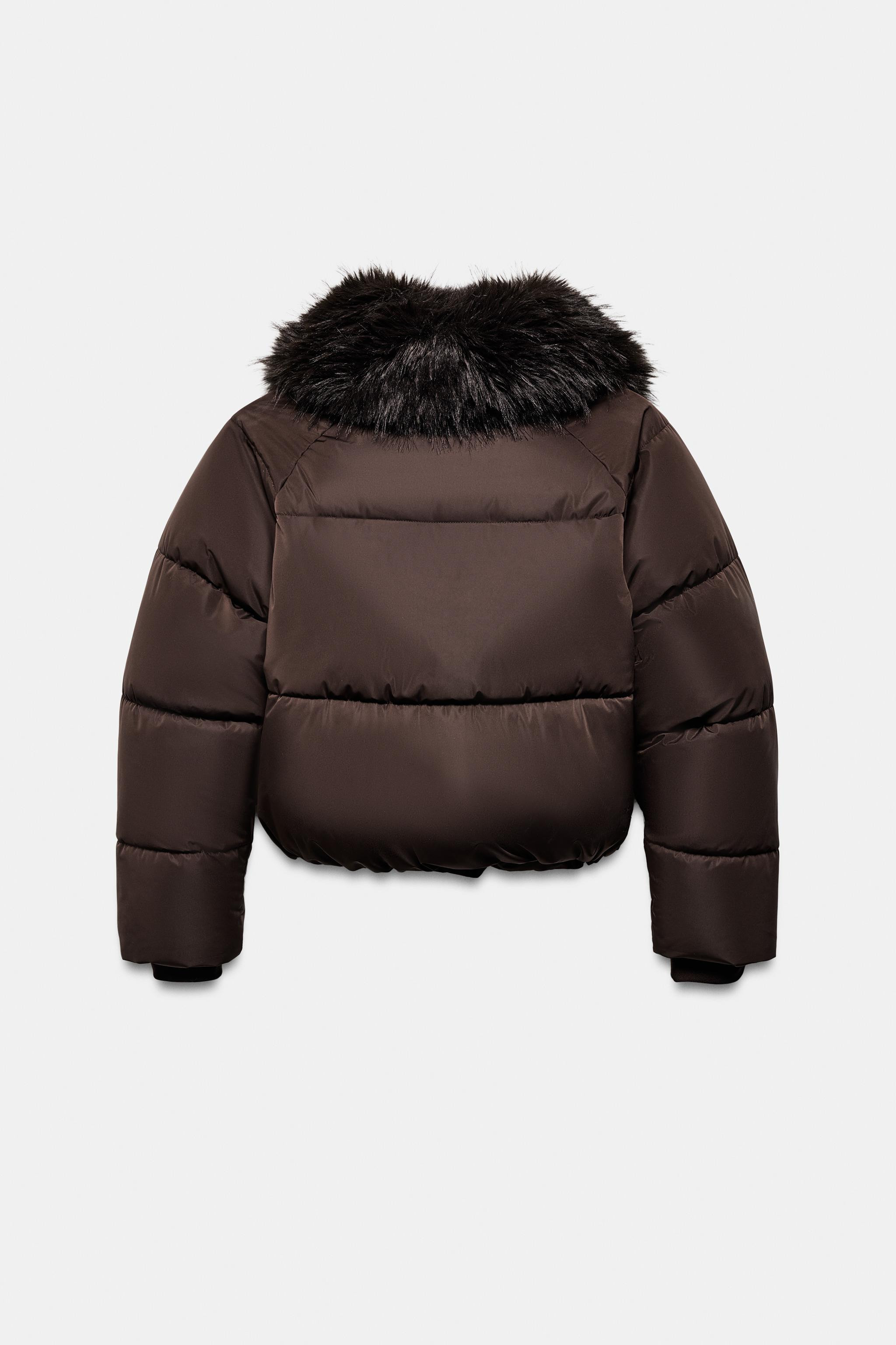 QUILTED BOMBER JACKET WITH FAUX FUR LAPEL | Zara US
