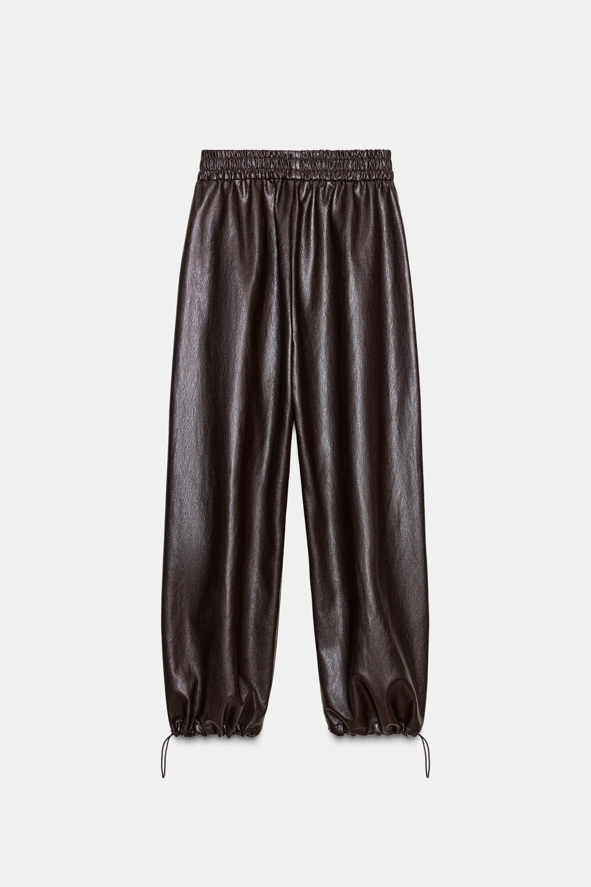 FAUX LEATHER BALLOON PANTS | Zara US