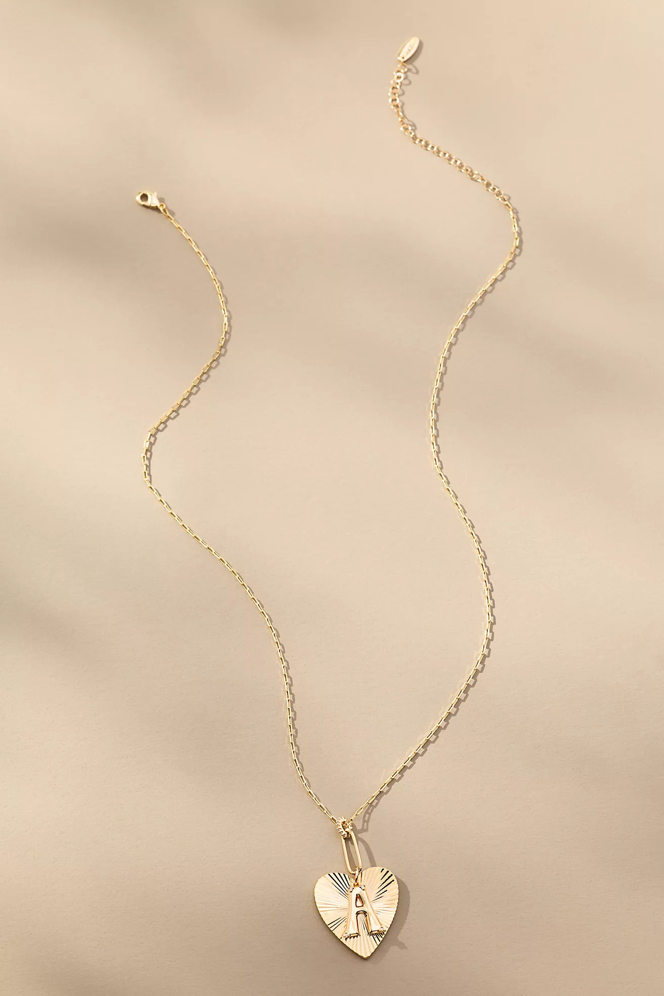 Fluted Heart Pendant Monogram Necklace | Anthropologie (US)