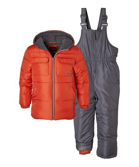 Barn Orange & Gray Color Block Snowsuit - Infant, Toddler & Boys | Zulily