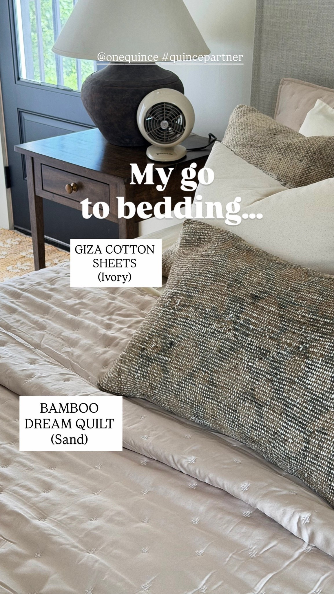 #QuincePartner If you’ve followed me for a while, you already know these are my go-to sheets. 🤍 I own the Signature Giza Cotton Sateen Sheets in every color because they’re the softest sheets I’ve ever slept on, and this new Ivory set is beautiful. I paired them with the Bamboo Dream Quilt in Sand, and I love how silky soft it feels and the way it drapes over the bed. Such a timeless combination. @onequince @Quince

#LTKSaleAlert #LTKHome