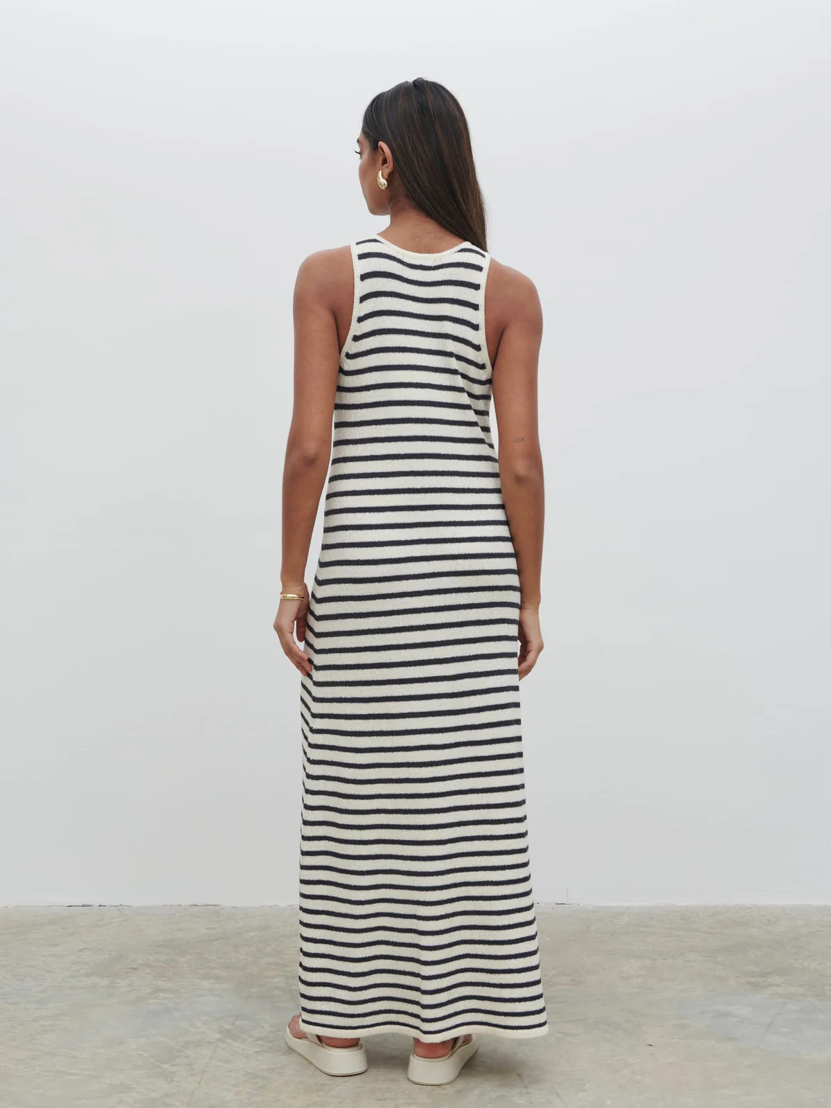 Ocean Stripe Knit Midaxi Dress - Cream and Navy | Pretty Lavish (UK)