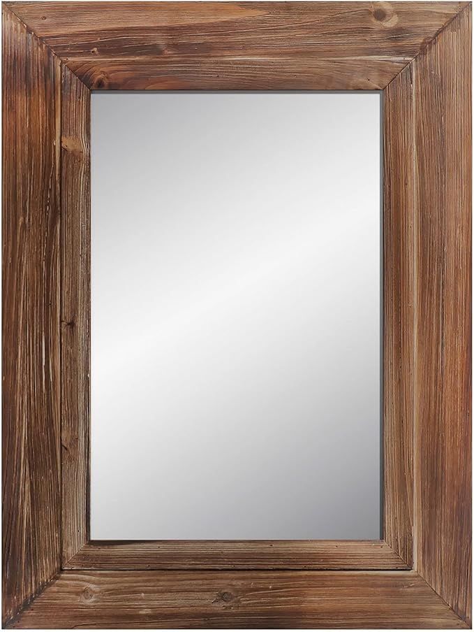 Barnyard Designs 24x32 Dark Wood Farmhouse Wall Mirror, Wooden Large Rustic Wall Mirror, Bedroom ... | Amazon (US)