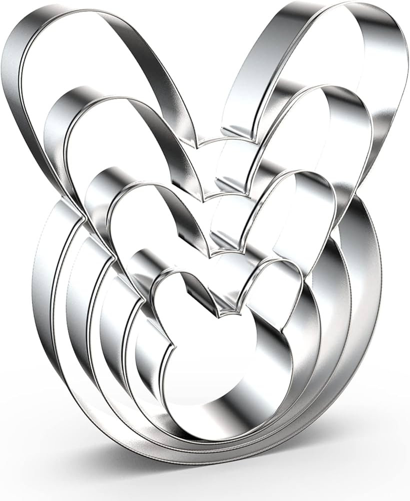 Bunny Cookie Cutter Set Large - 5", 4", 3", 2" - 4 Piece Easter Bunny Rabbit Hare Head Face Shape... | Amazon (US)