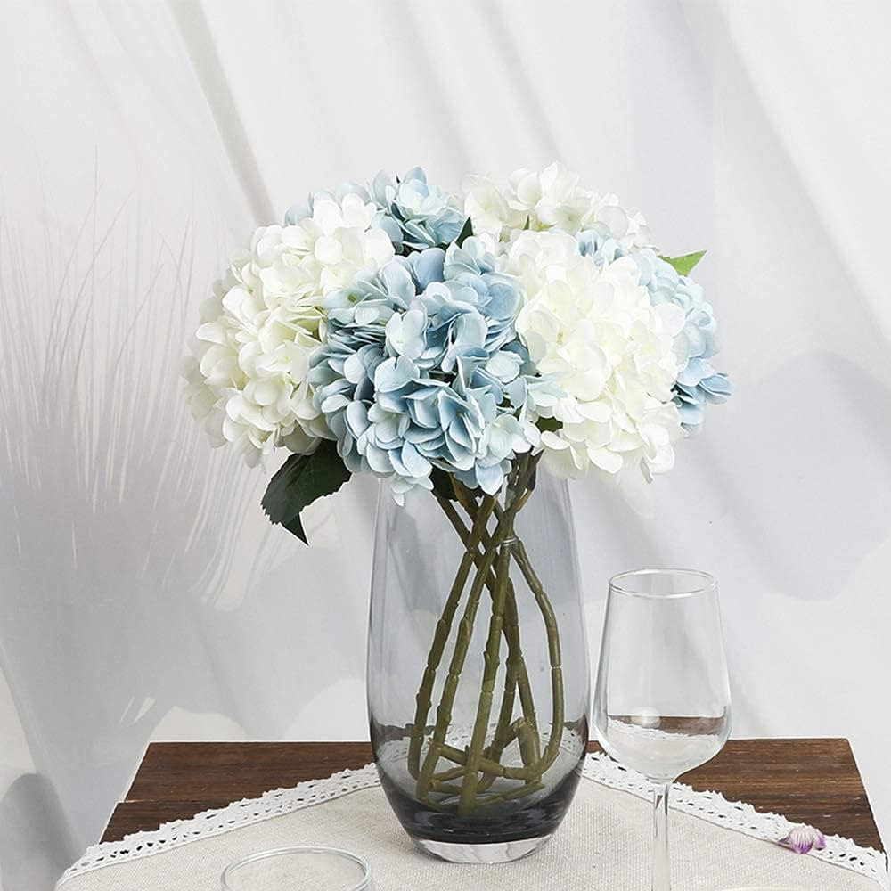 Kisflower 6Pcs Blue Flowers Silk Hydrangea Artificial Flowers Realistic Hydrangea Flowers Bouquet... | Amazon (US)