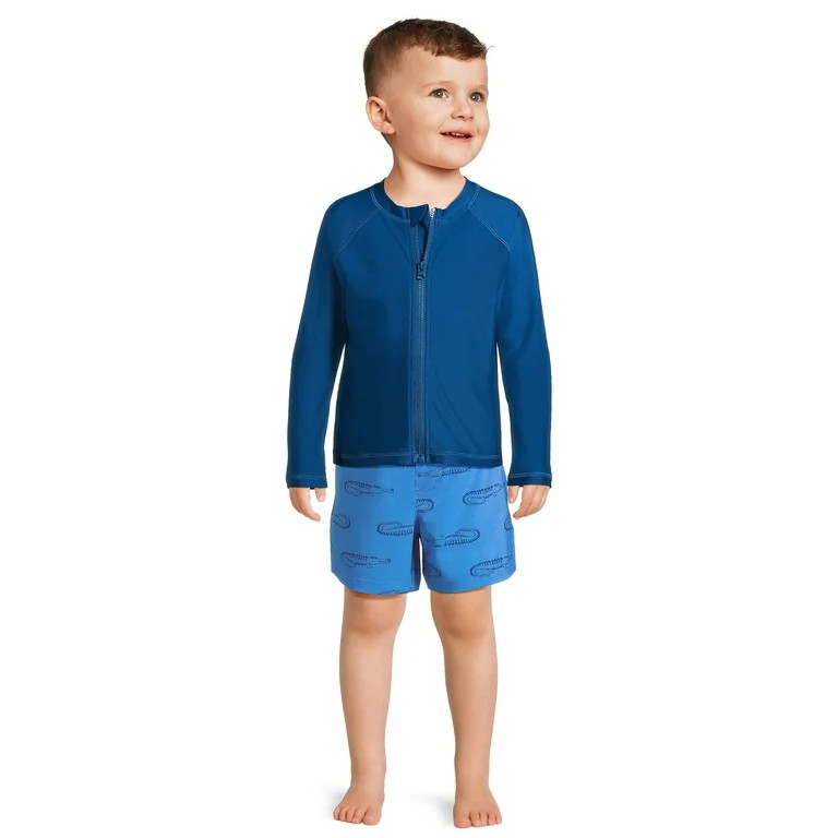 Wonder Nation Toddler Long Sleeve Swim Rash Guard, Sizes 12M-5T - Walmart.com | Walmart (US)