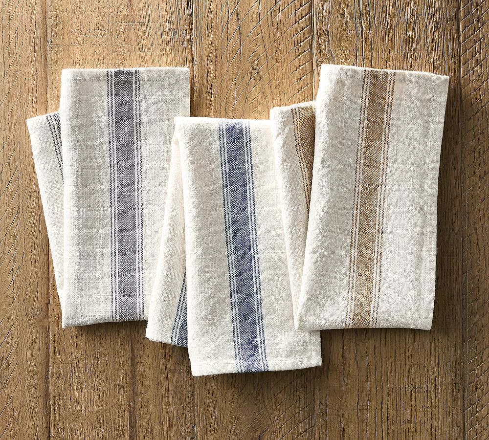 French Striped Organic Cotton Napkins - Set of 4 | Pottery Barn (US)