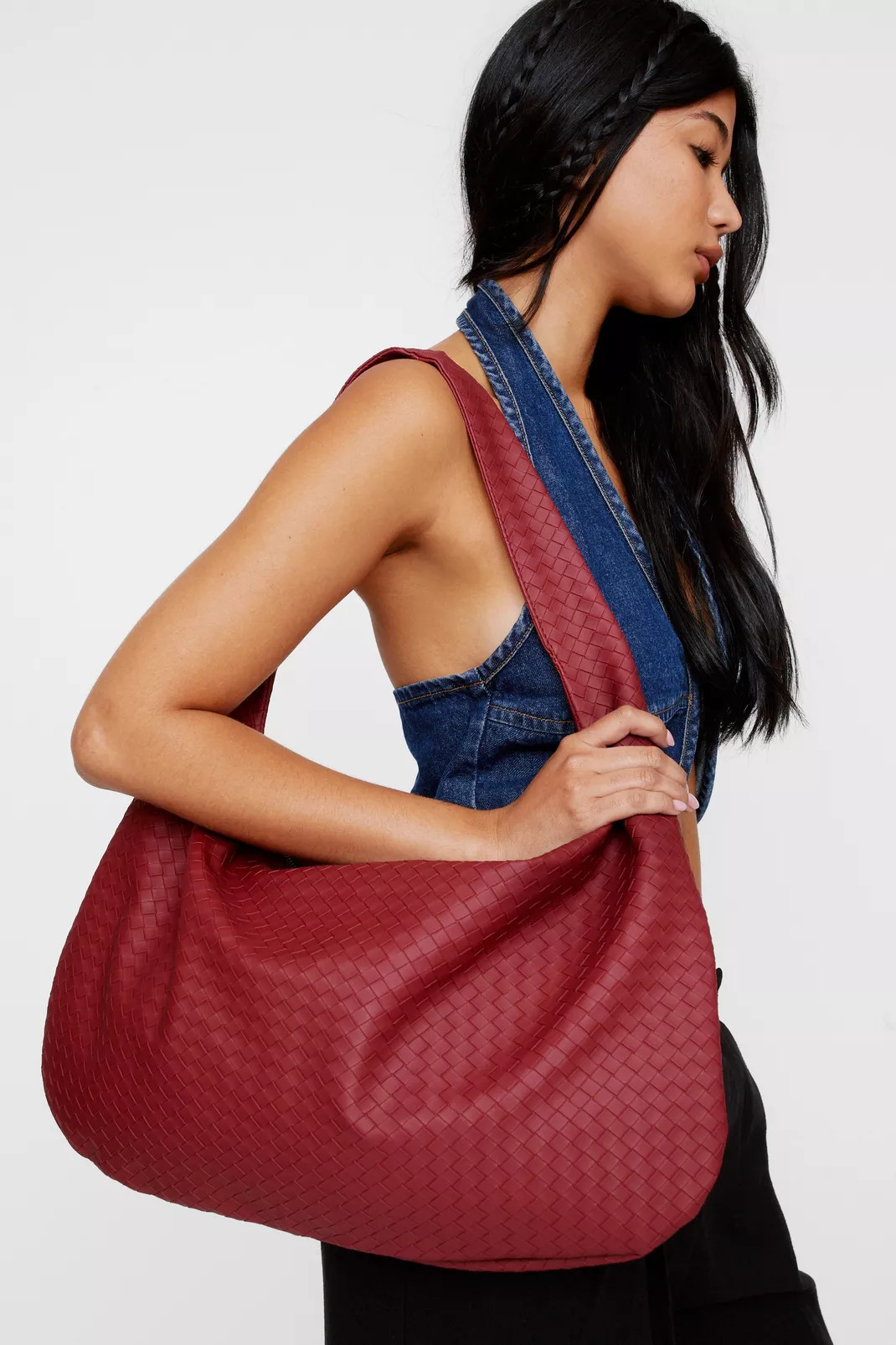 Faux Leather Woven Day Bag | Nasty Gal US