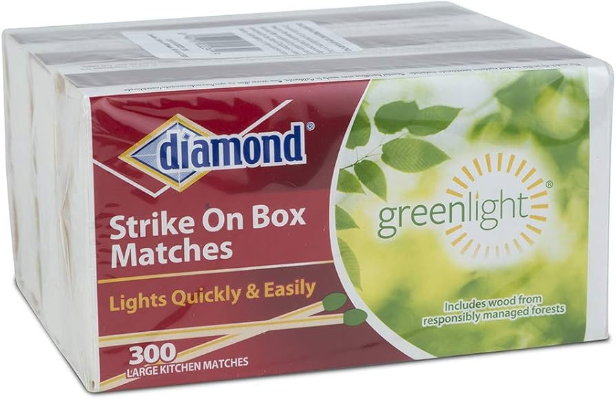 Diamond Greenlight Strike on Box Matches, 300 Count, 3 Pack | Amazon (US)