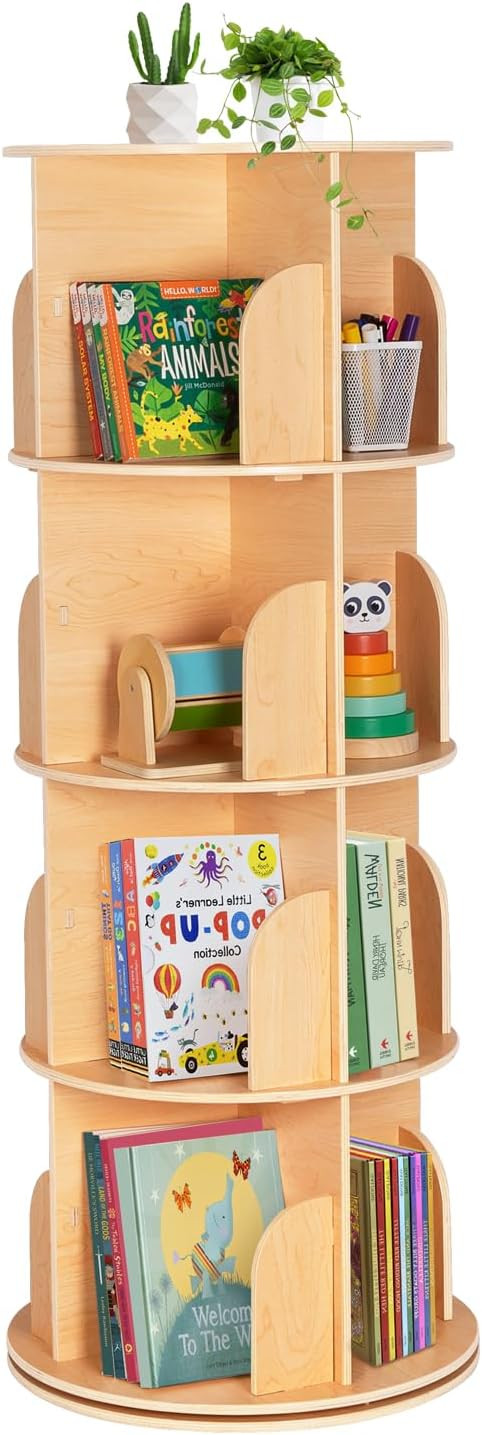 OOOK Rotating Bookshelf for Kids & Adults, Spinning Bookshelf Tower with Large Capacity for Small... | Amazon (US)