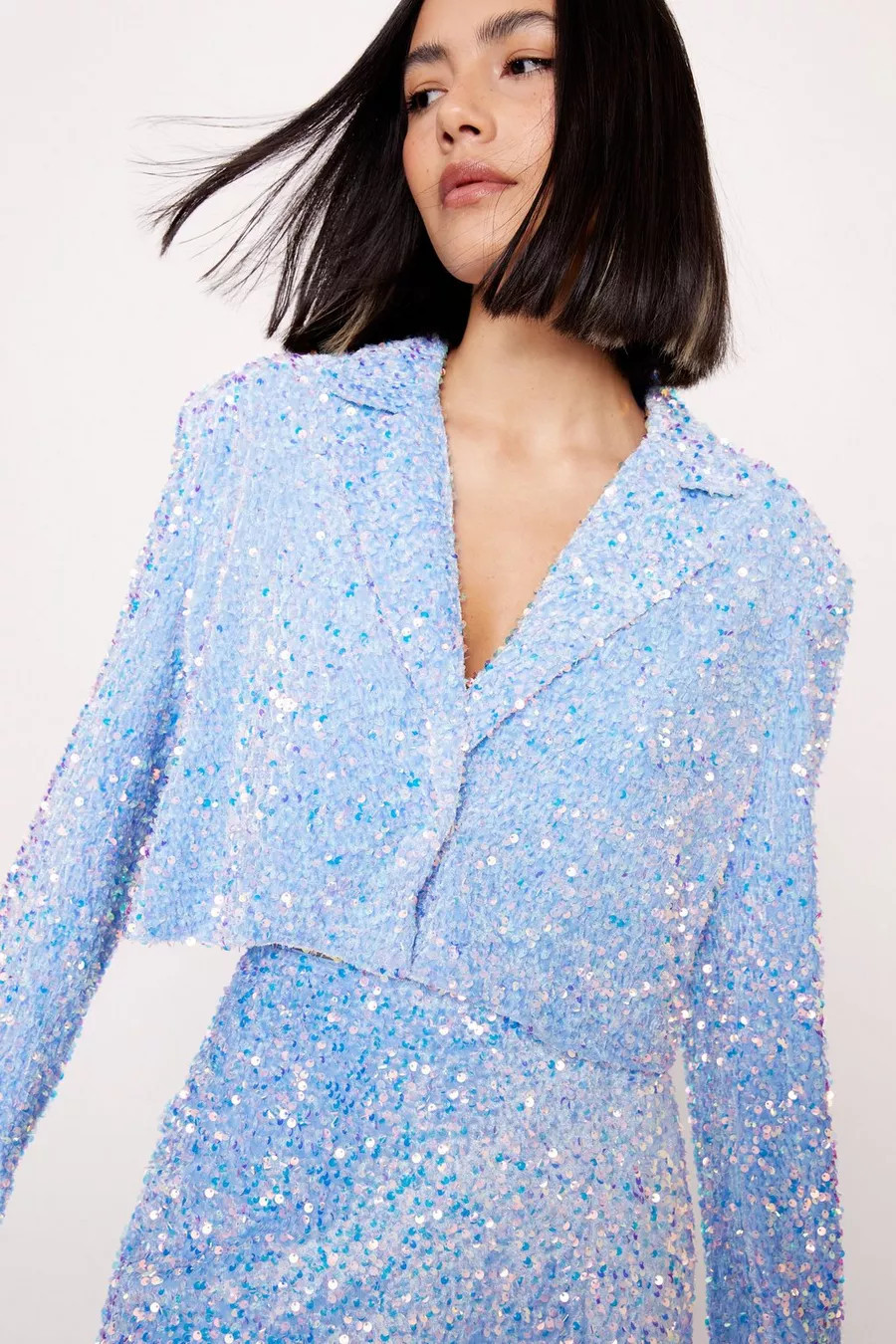 Premium Velvet Sequin Cropped Blazer | Nasty Gal US