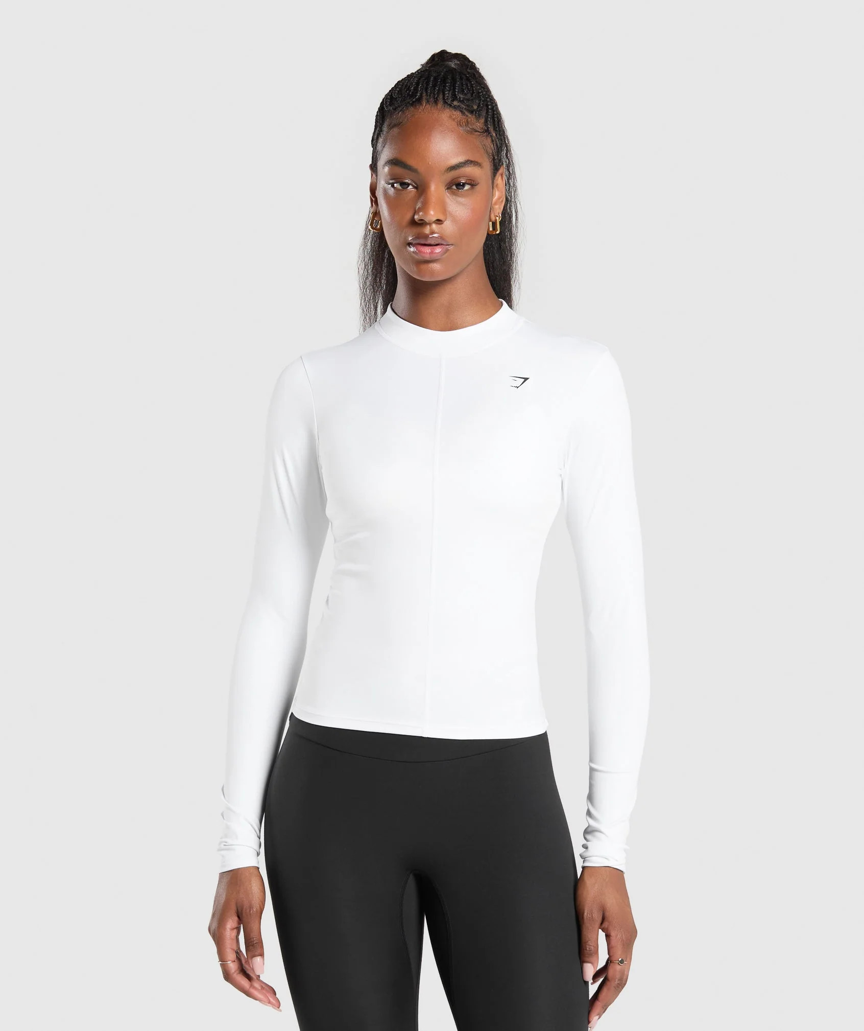 Gymshark Everyday High Neck Long Sleeve Top - White | Gymshark US