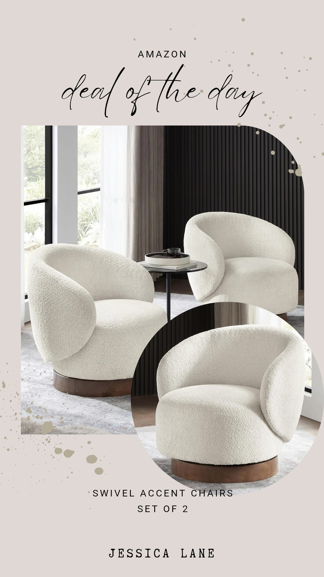 A set of two swivel barrel accent chairs with a wood base, combining comfort with a timeless, modern shape.#AmazonHome #FurnitureFinds

#LTKSaleAlert #LTKHome