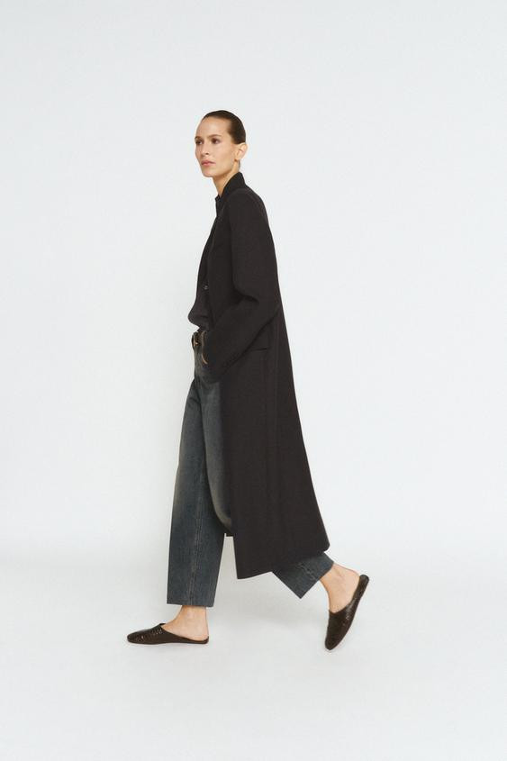 ZARA WOMAN COLLECTIONFrock coat made of wool blend yarn. High collar and long sleeves with vents ... | Zara US