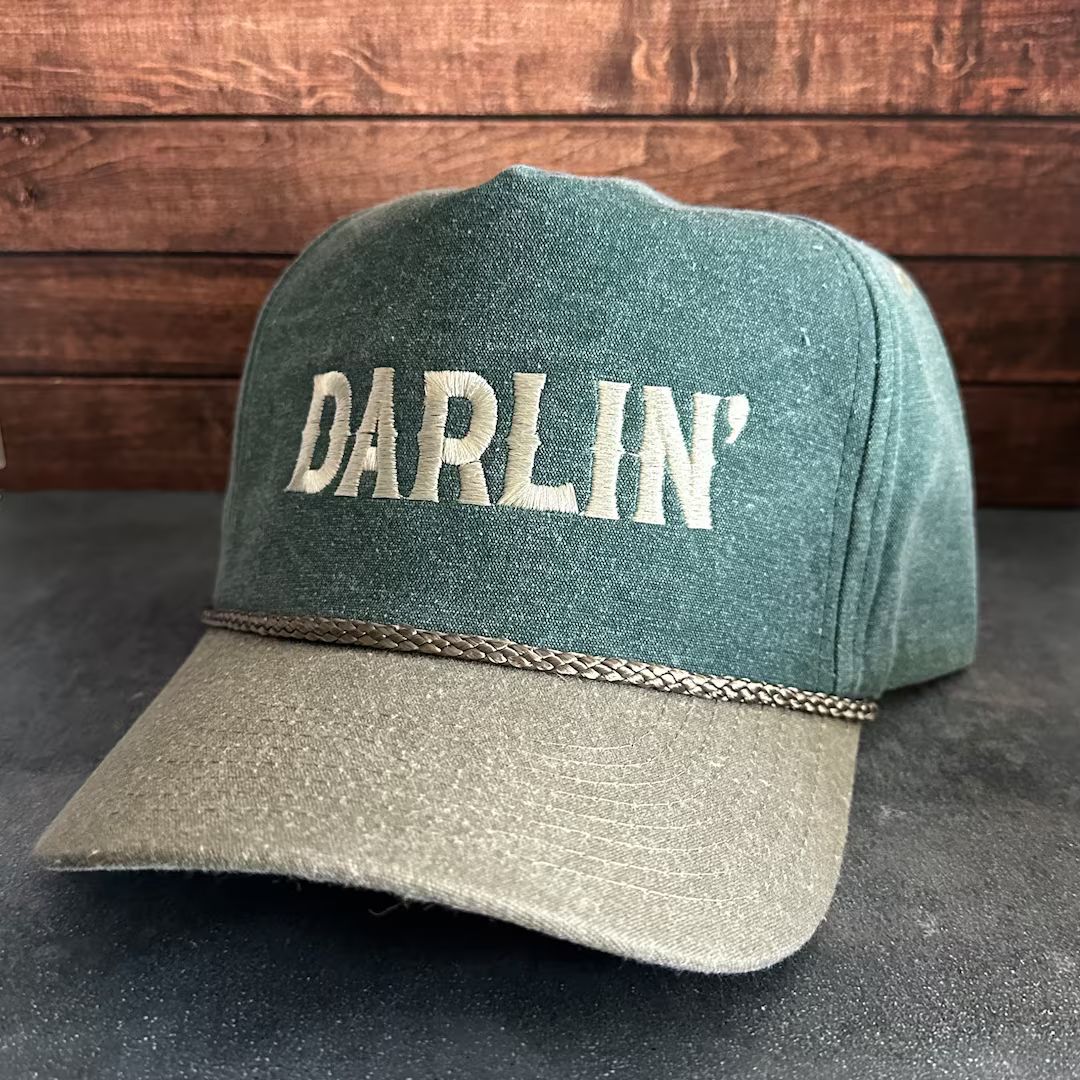 Vintage Style Darlin Embroidered Faded Canvas Snapback Trucker Rope Hat With Free Shipping - Etsy | Etsy (US)