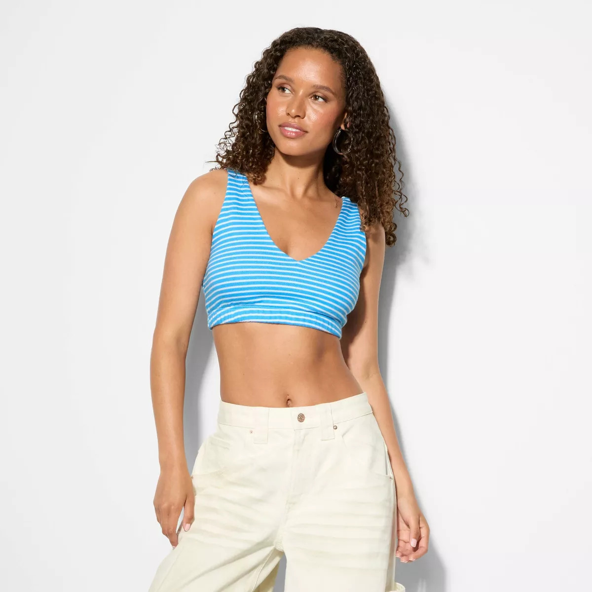 Women's French Terry Slim Fit Deep V-Neck Tank Top - Wild Fable™ Slate Blue XXL | Target