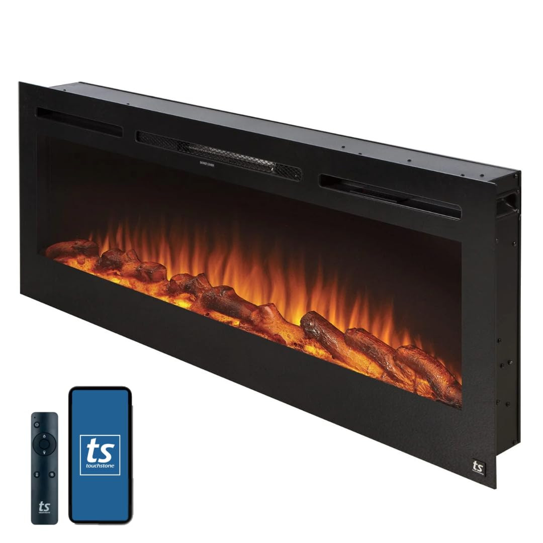 Touchstone Smart Electric Fireplace-The Sideline 50" Wide-in Wall Recessed - 30 Realistic Ember C... | Amazon (US)