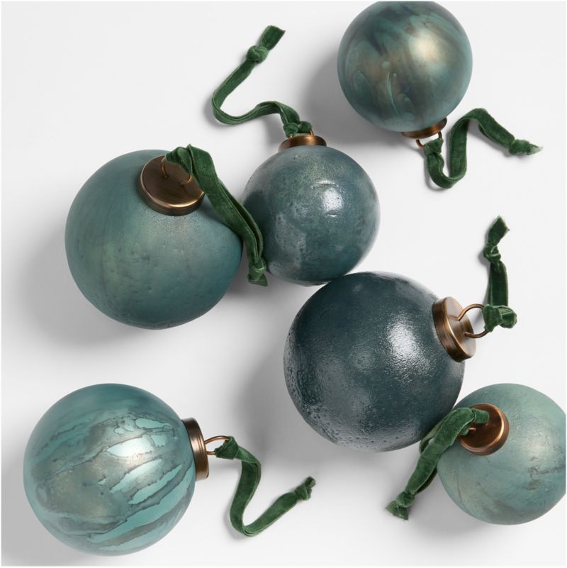 Verdigris Christmas Tree Ornament, Boxed Set of 6 | Crate & Barrel | Crate & Barrel