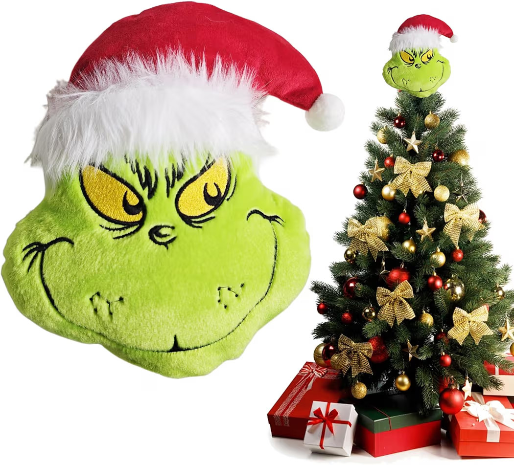 Christmas Tree Top Decorations, 9 Inches Large Velvet Christmas Tree Ornaments with Santa Hat for... | Amazon (US)