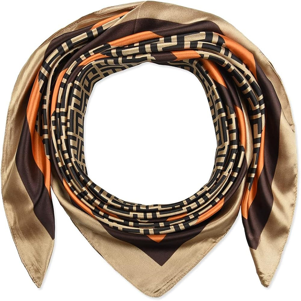 35 x 35 Women Square Stain Silk Like Head Scarf Hair Sleeping Decoration at Night | Amazon (US)