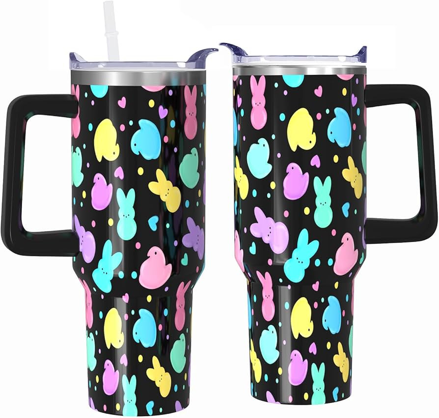 Easter Tumbler, Cute PEEPS Tumbler with Handle and Straw, 40 oz Stainless Steel Insulated Water B... | Amazon (US)