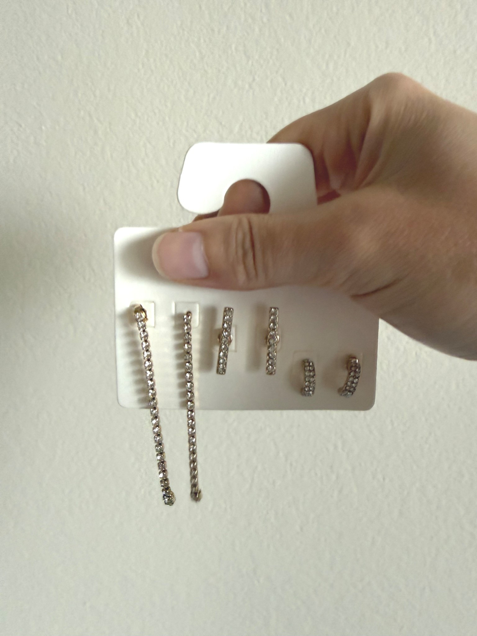 These earrings are perfect! So sparkly, the size is just right, and the price is great. 