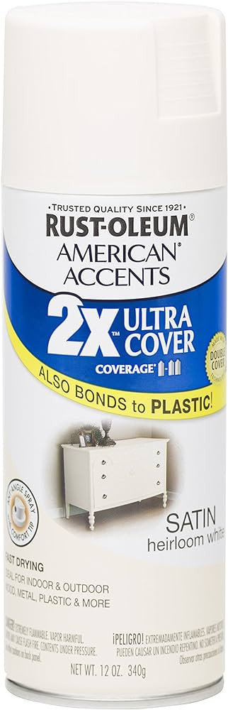 Rust Oleum 280719 American Accents Ultra Cover 2X Spray Paint, Satin Heirloom White, 12-Ounce | Amazon (US)