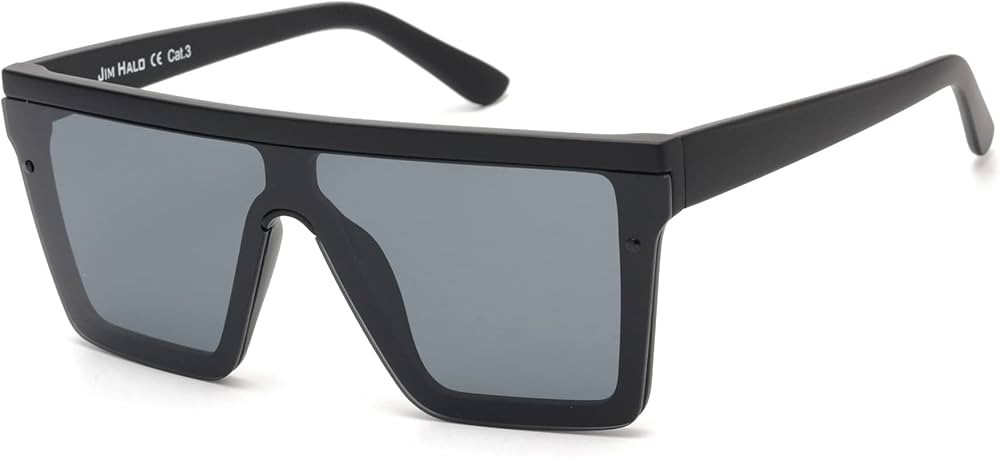 JIM HALO Flat Top Shield Sunglasses Square Mirror Rimless Glasses for Women Men | Amazon (US)