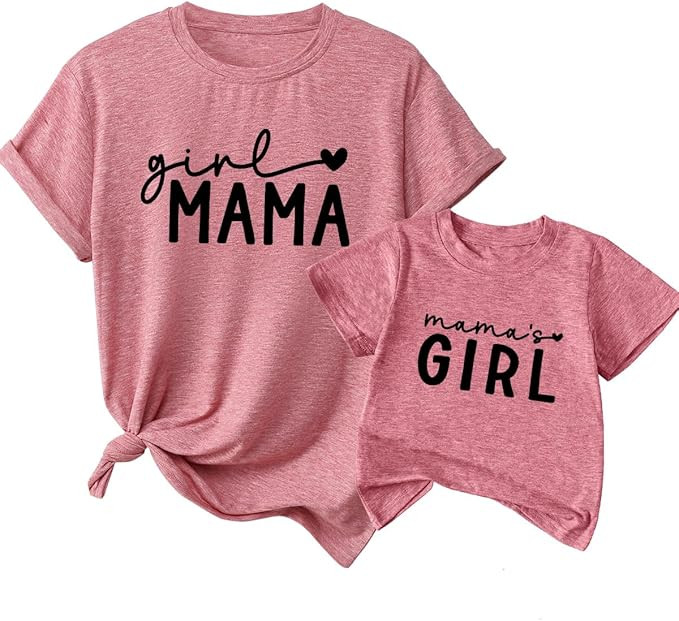 Matching Mom and Me Shirts Girl Mama Mama's Girl Love Heart T-Shirt Women Kids Family Tees Mommy ... | Amazon (US)