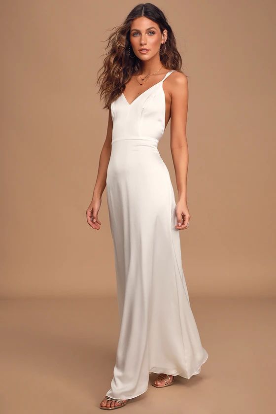 Luxe Living Ivory Satin Backless Maxi Dress | Lulus (US)