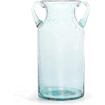 Decorative Glass Vase 11" Tall, Bubble Air Flower Vase with Handles, Handblown Jug Vase for Dinin... | Amazon (US)
