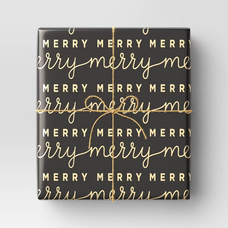 20 sq ft 'Merry' Christmas Gift Wrap Black - Wondershop™ | Target