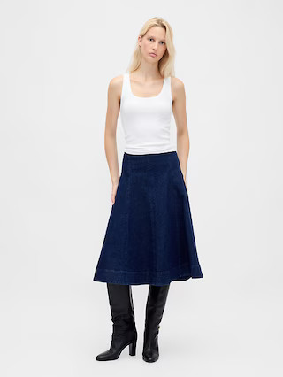 Denim Tulip Midi Skirt | Gap (US)