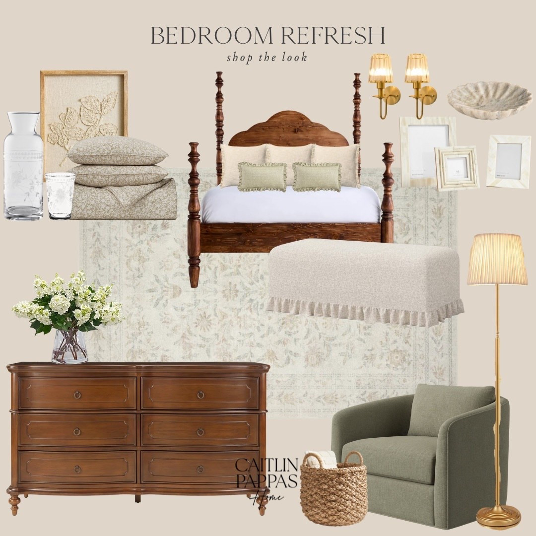 Bedroom refresh! 🤎 Traditional Bedroom, Neutral Bedroom, Airy Bedroom, Sage Green Bedroom, Cozy Bedroom 

#LTKFindsUnder100 #LTKHome