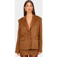Brown Faux Suede Tailored Oversized Blazer | PrettyLittleThing US