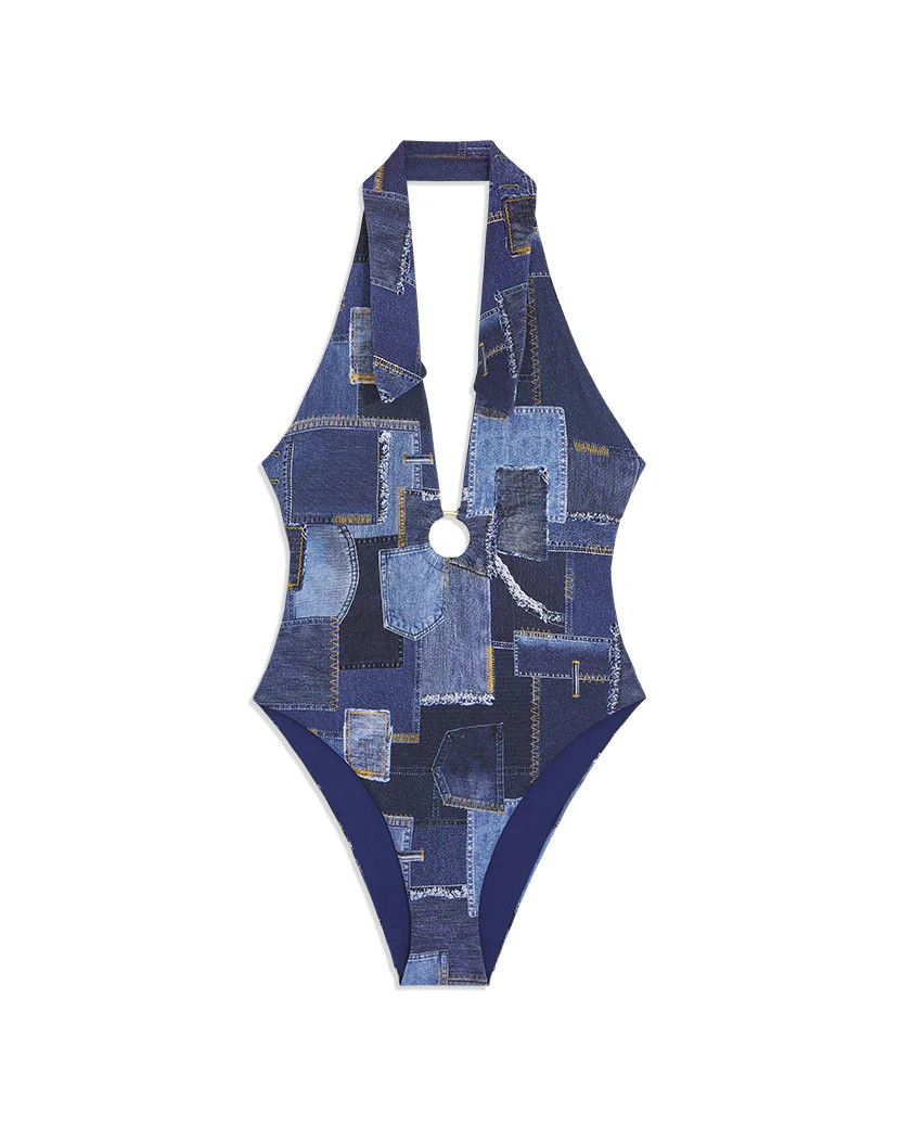 Collar Denim Patchwork One Piece | We Wore What