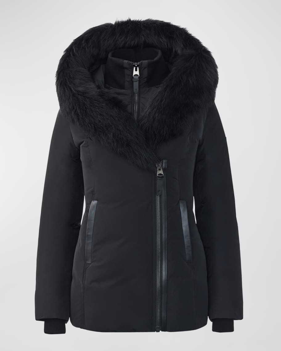 Mackage Adali Hooded Down Jacket with Shearling Collar | Neiman Marcus