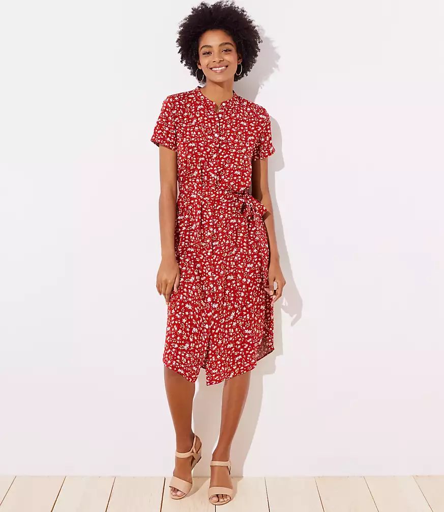 Floral Tie Waist Shirtdress | LOFT