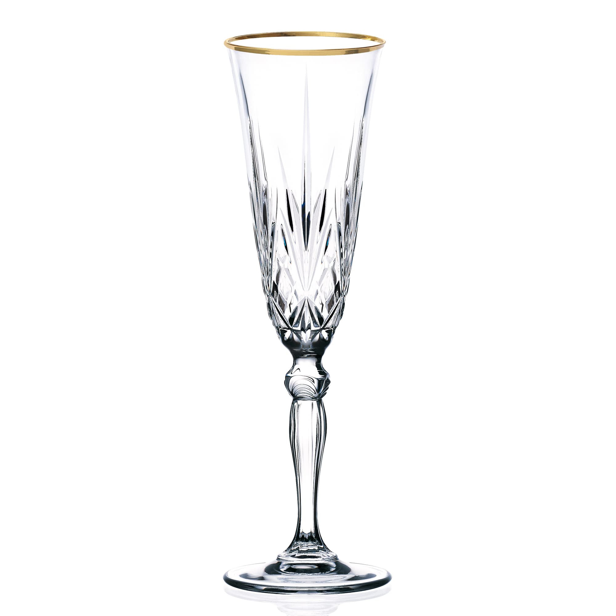 Elegant and Modern Crystal Glassware for Hosting Parties and Events - Flute Glass, Gold Band, Set... | Amazon (US)