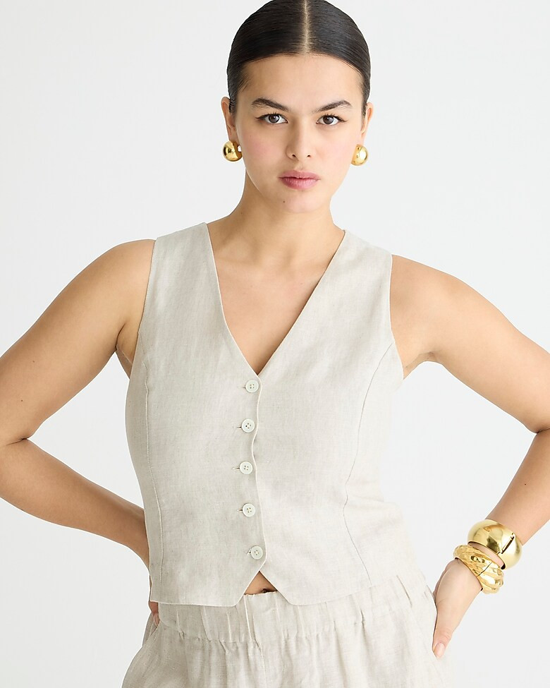 Slim-fit linen vest | J. Crew US