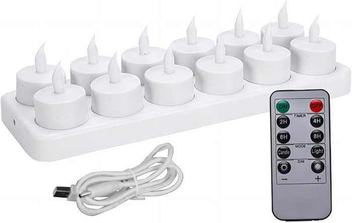 Rechargeable LED Tea Lights, Flickering Flameless Candles with Remote Timer, 12 PCS Electric Batt... | Amazon (US)