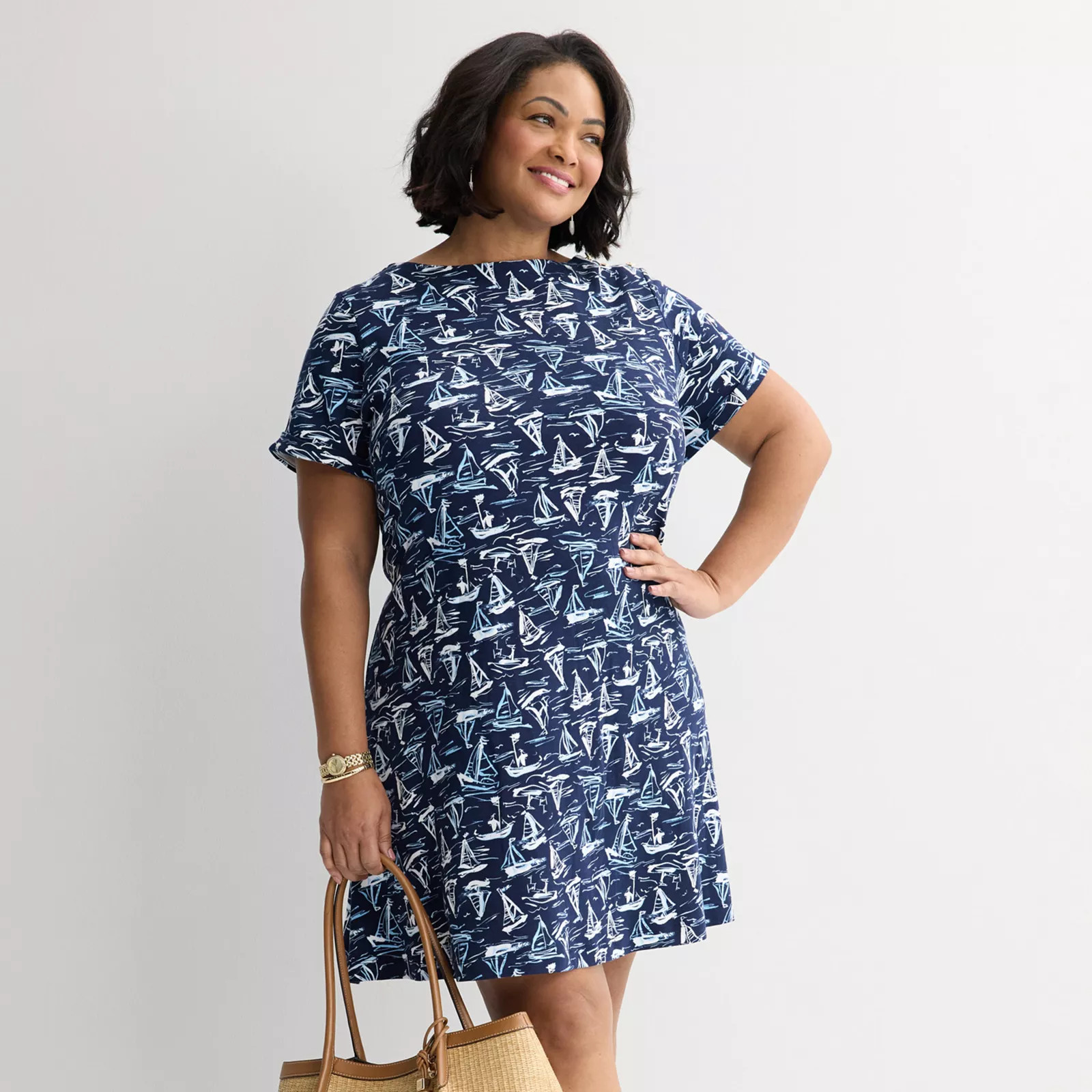 Plus Size Croft & Barrow\u00ae Buttoned Shoulder Dress | Kohl's