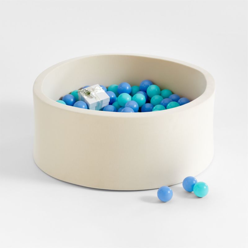 Baby and Toddler Natural Pop-Up Ball Pit with Blue Mixed Balls | Crate & Kids | Crate & Barrel
