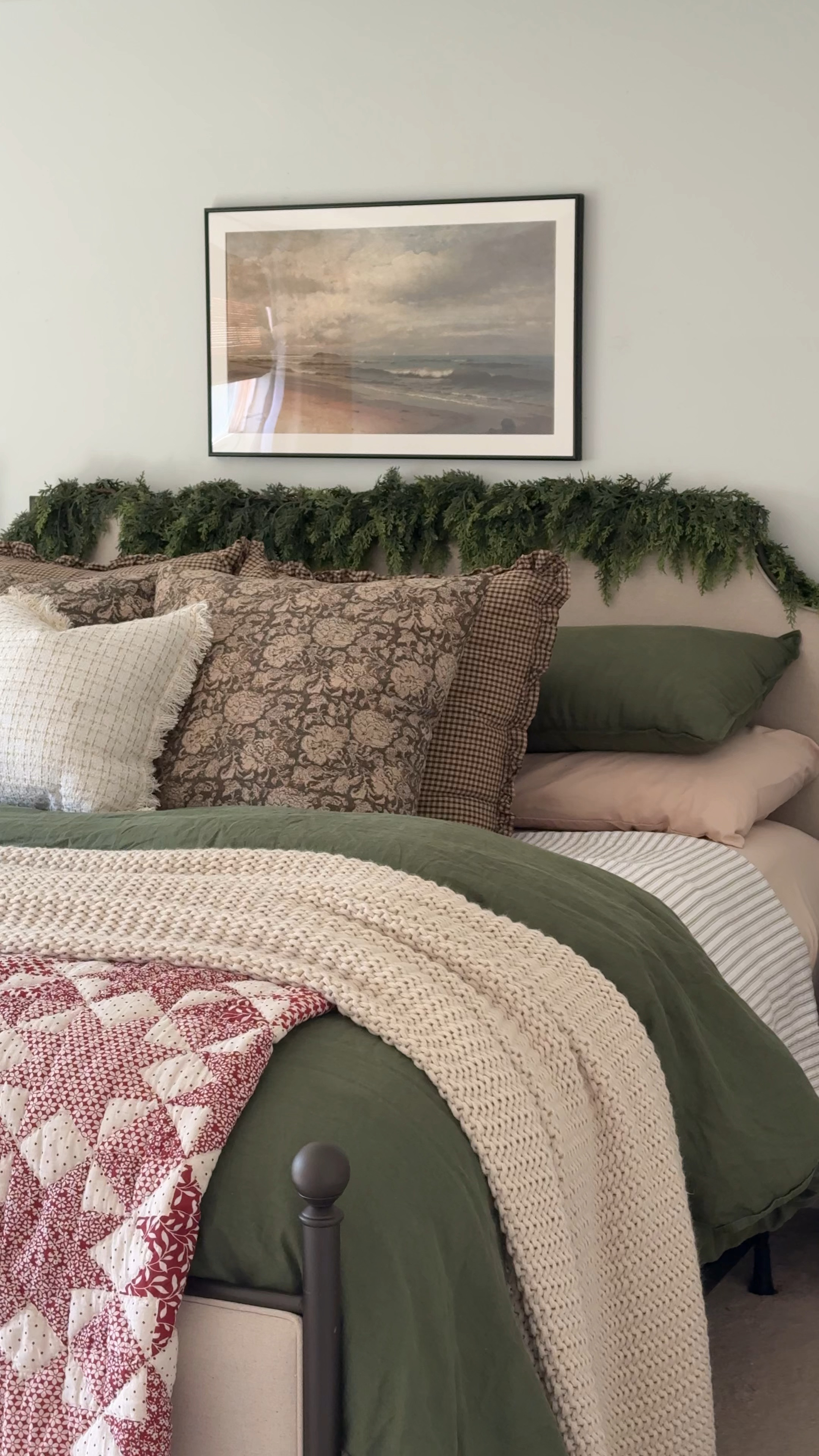 Christmas bedding. Christmas bedroom. Holiday. Green duvet. Christmas blanket. Striped quilt. Canopy bed  

#LTKHome #LTKHoliday #LTKSeasonal
