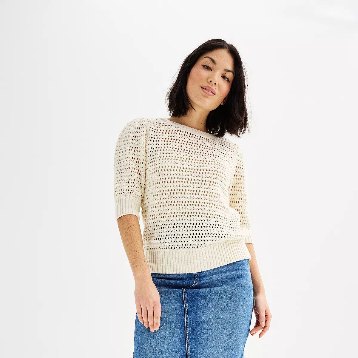 Women's Sonoma Goods For Life® Short Sleeve Crochet Sweater | Kohl's