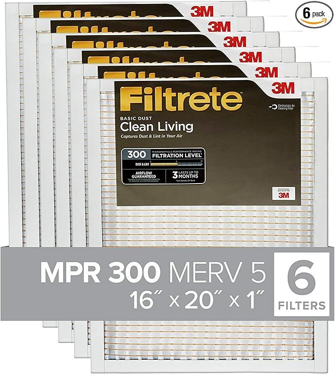 Dust Reduction Air Filter [Set of 6] Size: 20" H x 16" W x 1" D | Amazon (US)