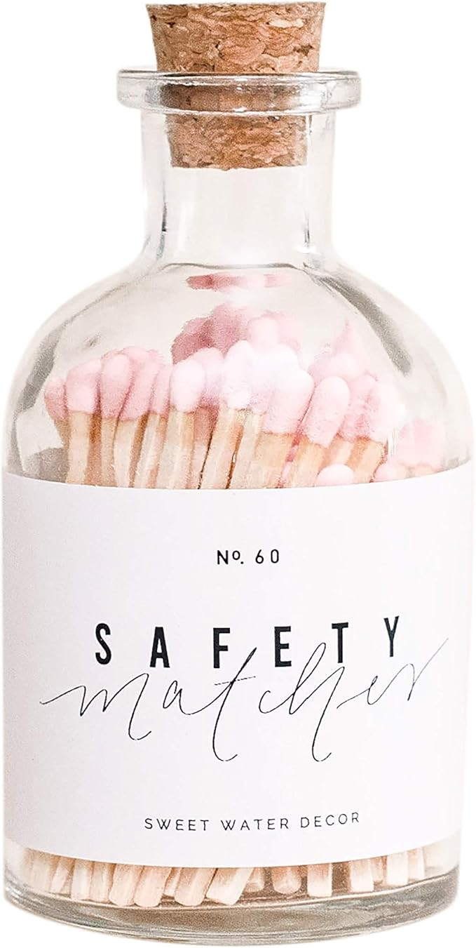 Sweet Water Decor Small Safety Matches in Apothecary Glass Bottle | Chic Rustic Jar of Approx. 60... | Amazon (US)