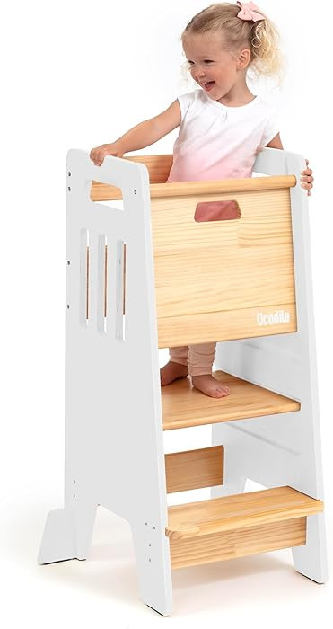OCODILE Toddler Tower with a Sliding Door and 3 Adjustable Heights - Complete Toddler Kitchen Sto... | Amazon (US)