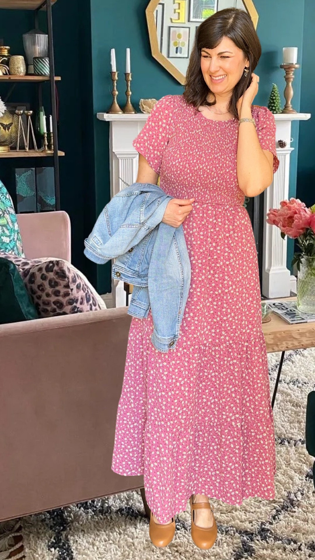 Spring dress perfect for any special occasion. Looks great on all body types with the smocked top. 
Size: medium
5’9"
Earrings are from world market. Sold in store. 

#LTKSpringSale